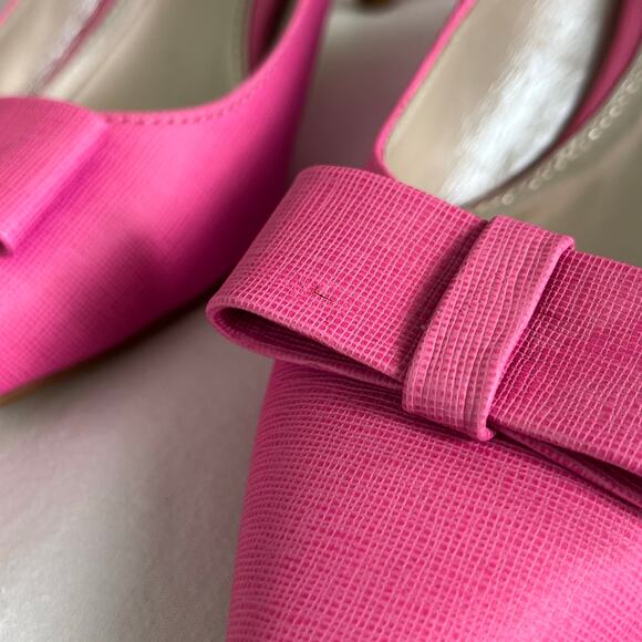 Lilly Pulitzer New in Box Kat Kitten Heel in Pop Pink Slingback Bow Heels Size 8 - Picture 5 of 8